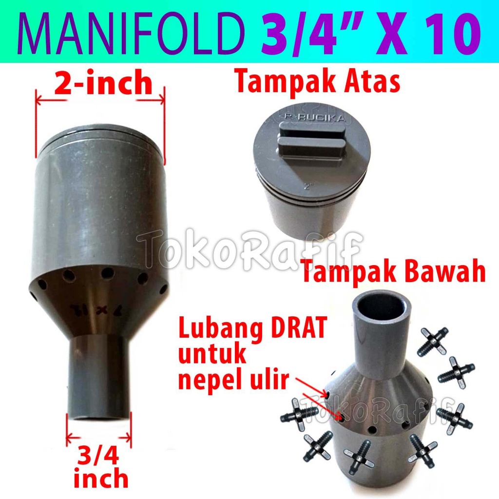 Manifold Irigasi 3/4-inch x 10-titik (Termasuk Nepel Ulir)